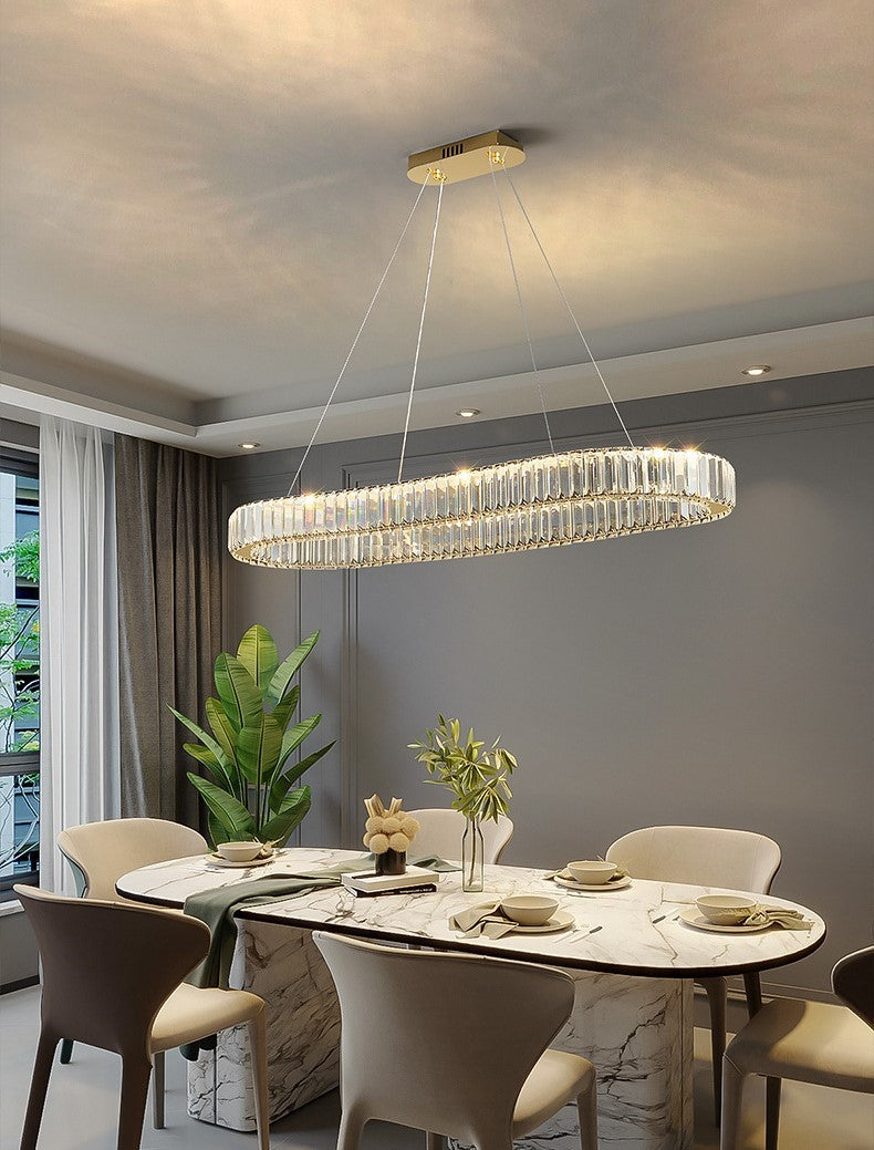 Lampa LED Sufitowa Glamour Crystal Złota 80cm owalna 80W kryształ