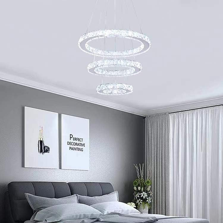 Lampa LED Sufitowa Crystal Rings 3 Srebrna, Pilot, Regulacja światła