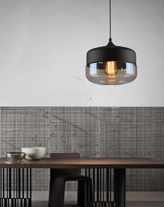 Lampa Sufitowa Industrialna Retro Glassey|E27| Czarna|Klasyczna|25cm