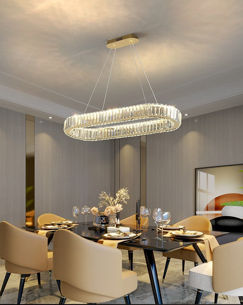 Lampa LED Sufitowa Glamour Crystal Złota 80cm owalna 80W kryształ