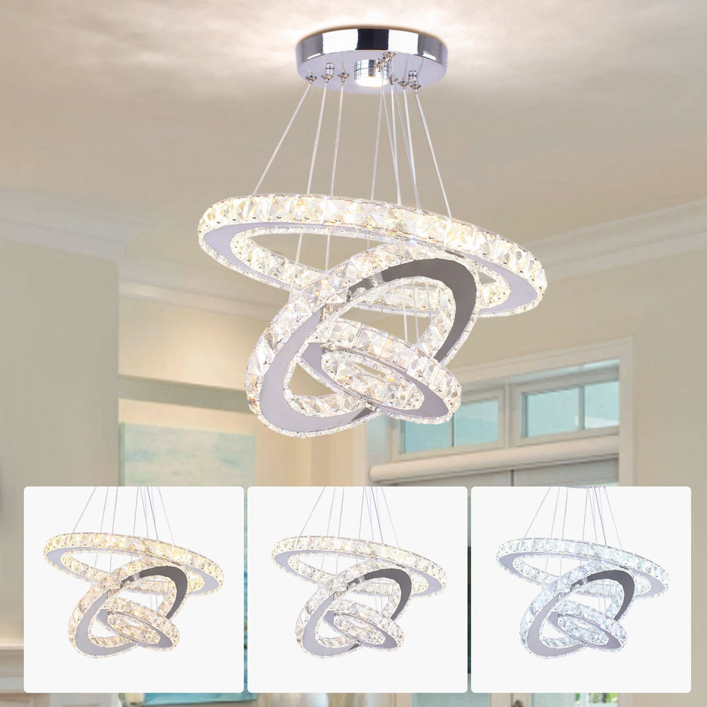 Lampa LED Sufitowa Crystal Rings 3 Srebrna, Pilot, Regulacja światła