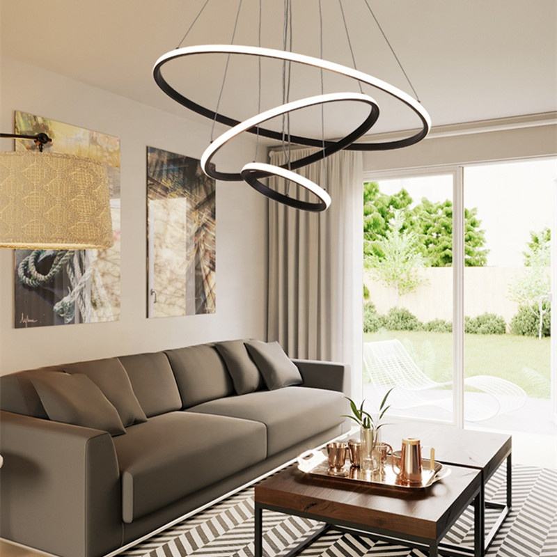 Lampa LED Sufitowa Black Rings| 60cm|zmienne światło|pilot|Nowoczesna