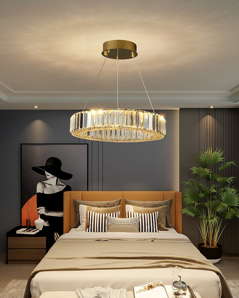 Lampa LED Sufitowa kryształ Klaudia 60cm Pilot Regulacja światła Tryb Noc