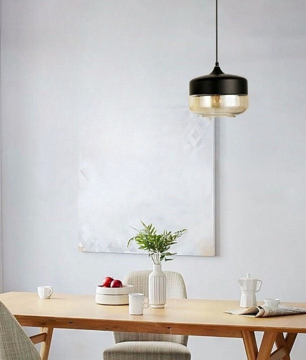 Lampa Sufitowa Industrialna Retro Glassey|E27| Czarna|Klasyczna|25cm