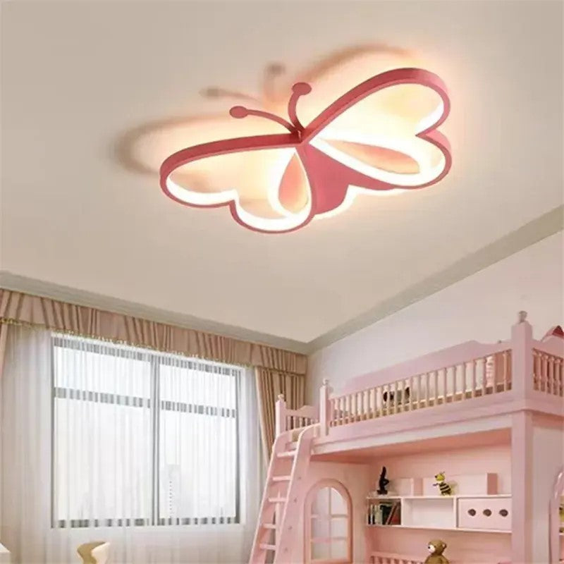 Różowa Lampa Sufitowa LED w Kształcie Motyla Oliwka 40W - Pokój Dziecięcy