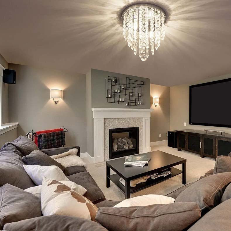 Elegancka lampa sufitowa z kryształkami i chromowaną podstawą 3×G9