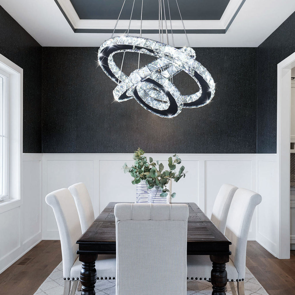 Lampa LED Sufitowa Crystal Rings 3 Srebrna, Pilot, Regulacja światła