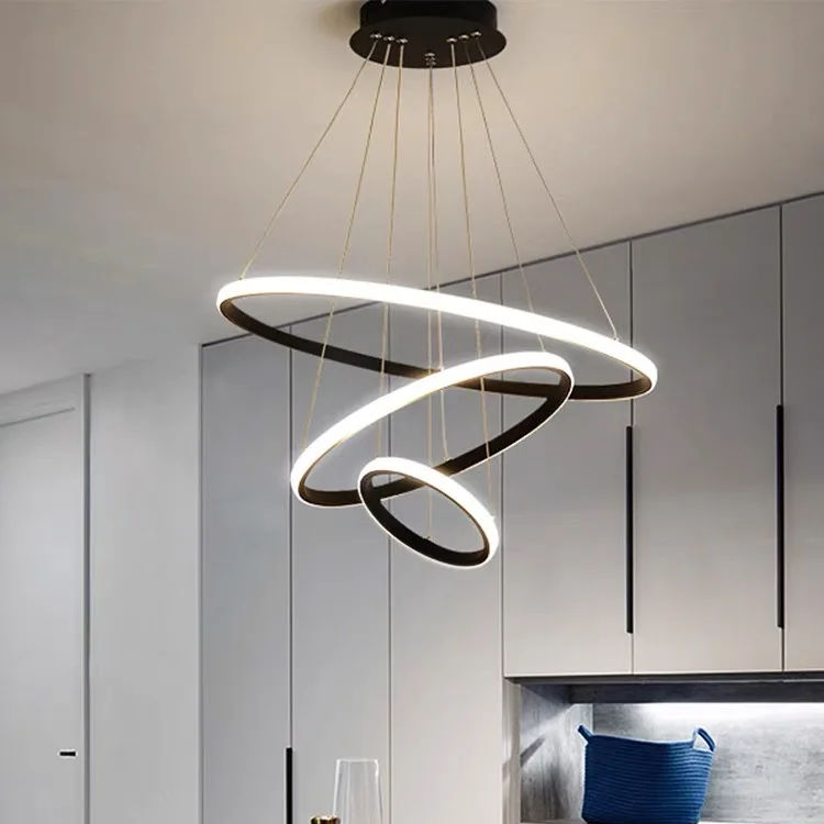 Lampa LED Sufitowa Black Rings| 60cm|zmienne światło|pilot|Nowoczesna