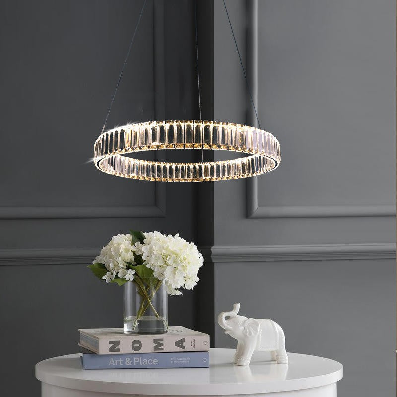 Lampa LED Sufitowa kryształ Klaudia 60cm Pilot Regulacja światła Tryb Noc