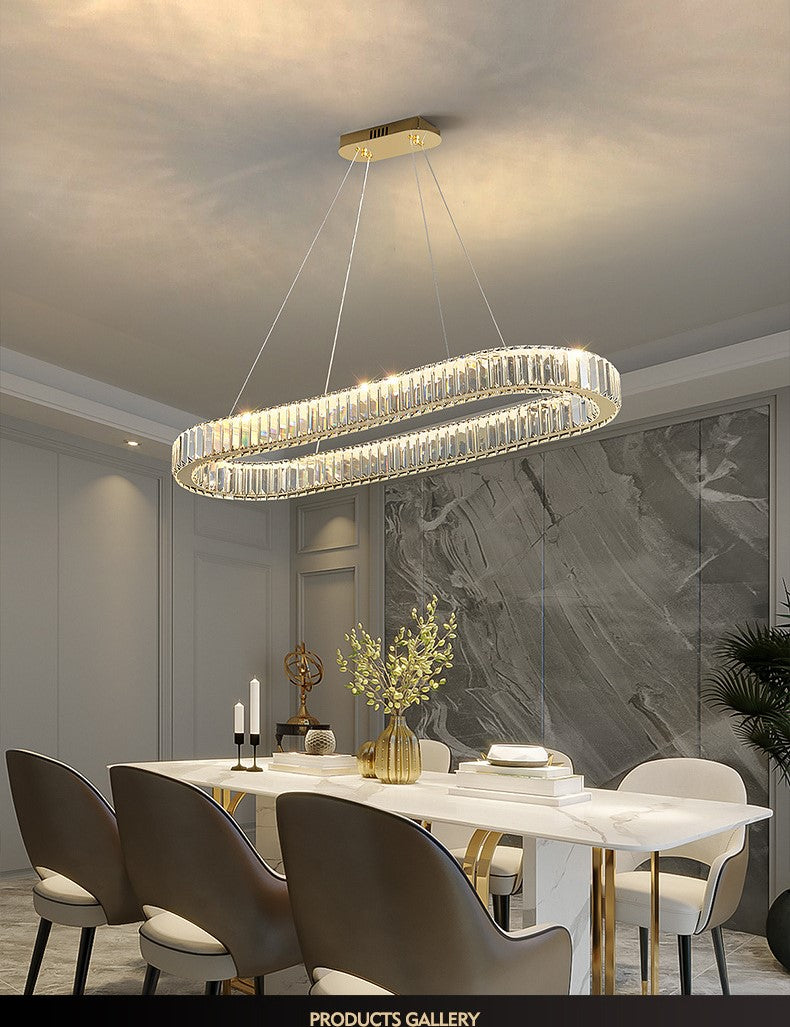 Lampa LED Sufitowa Glamour Crystal Złota 80cm owalna 80W kryształ
