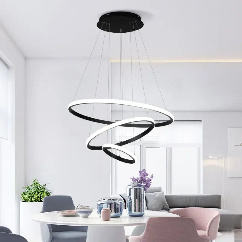 Lampa LED Sufitowa Black Rings| 60cm|zmienne światło|pilot|Nowoczesna