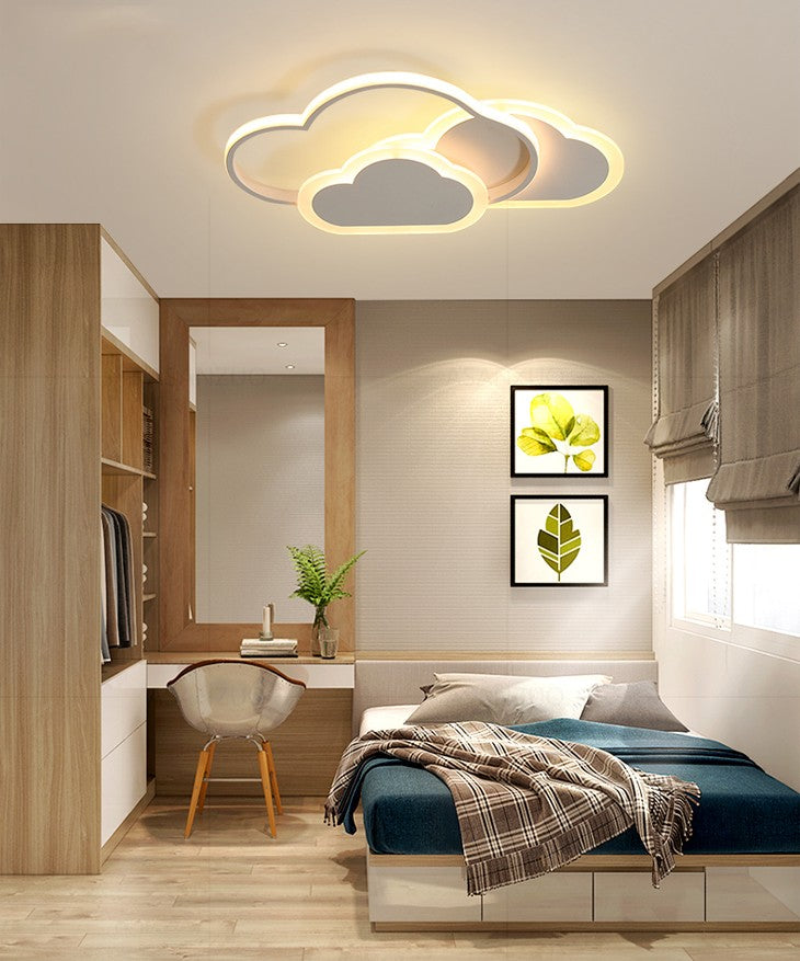 Biała Lampa Sufitowa LED w Kształcie Chmurki Oliwka 32W z Pilotem - Pokój Dziecięcy