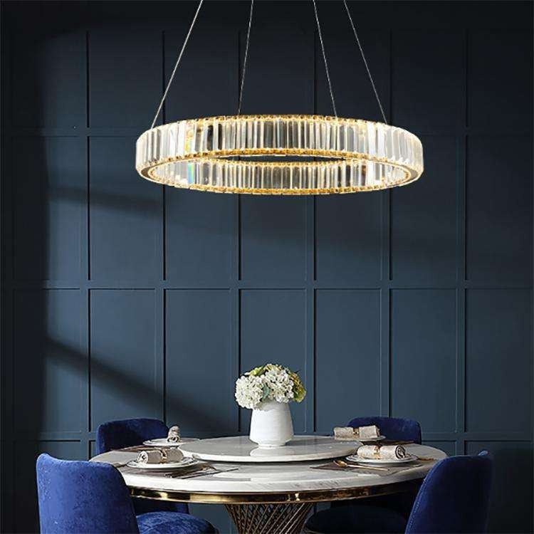 Lampa LED Sufitowa kryształ Klaudia 60cm Pilot Regulacja światła Tryb Noc