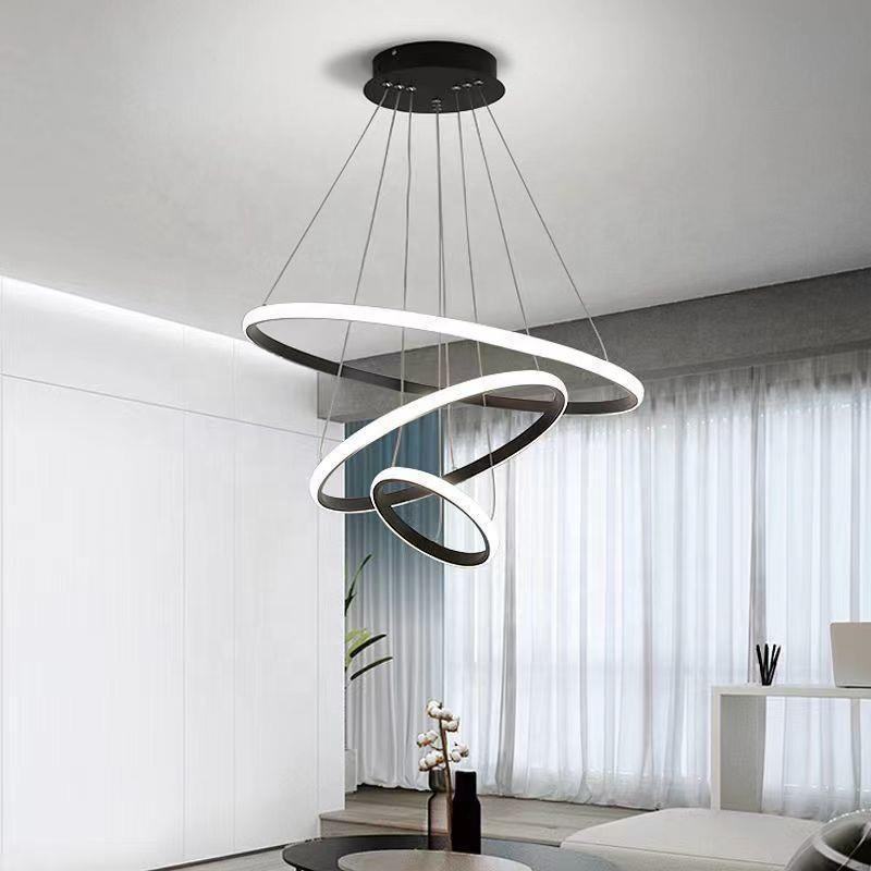 Lampa LED Sufitowa Black Rings| 60cm|zmienne światło|pilot|Nowoczesna