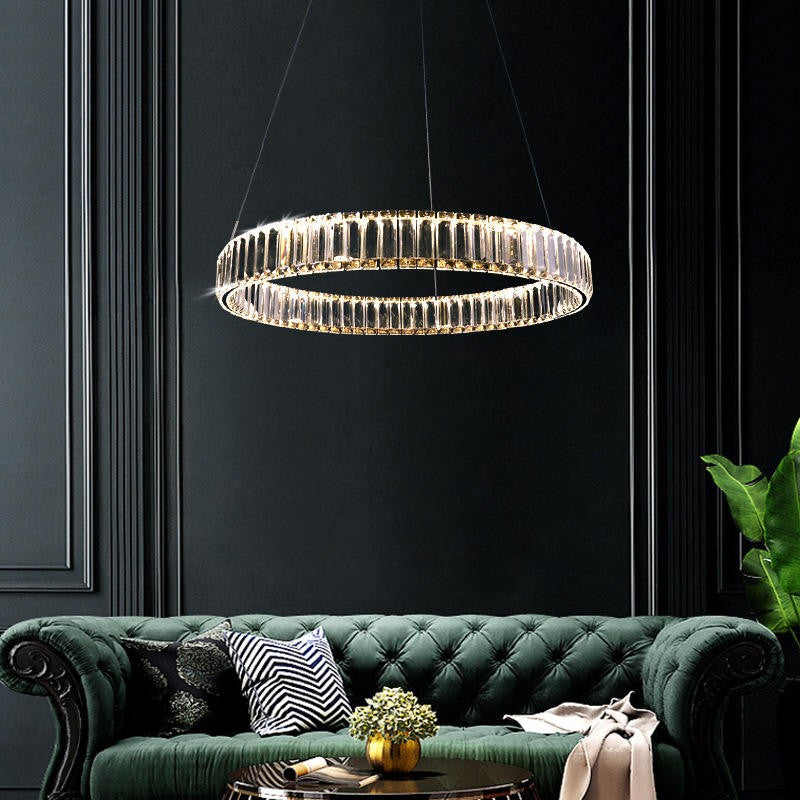 Lampa LED Sufitowa kryształ Klaudia 60cm Pilot Regulacja światła Tryb Noc