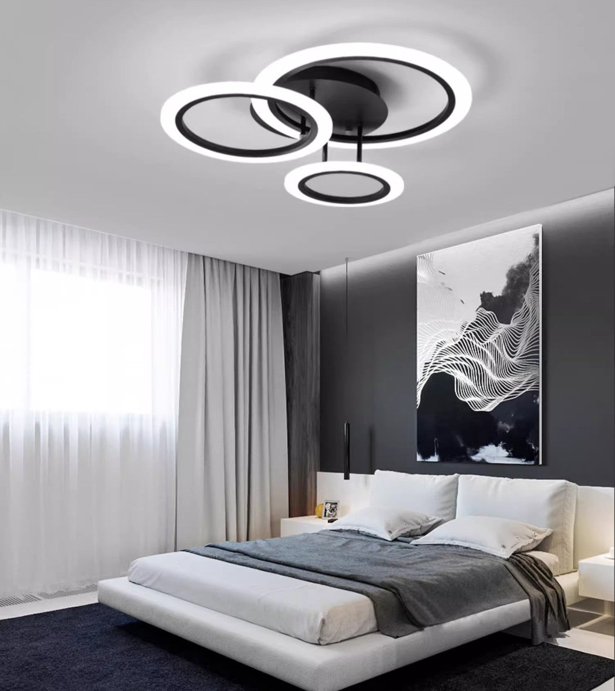 Lampa Led sufitowa Diana 3 Czarna |42W|kuchnia|sypialnia|salon|