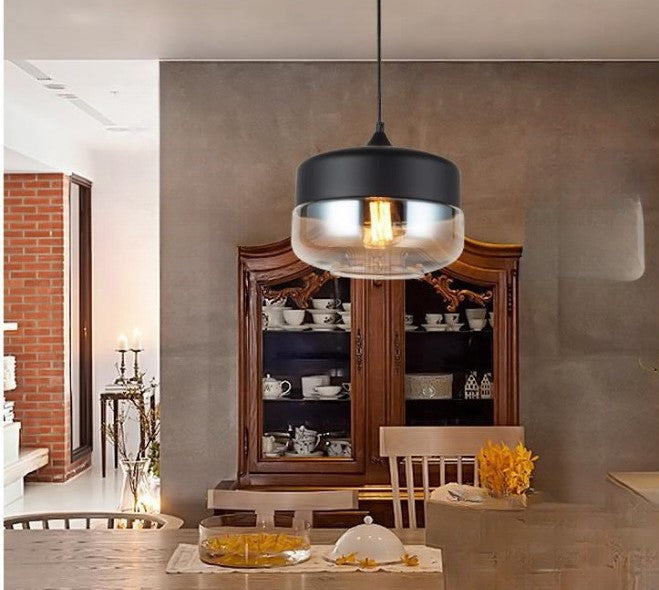 Lampa Sufitowa Industrialna Retro Glassey|E27| Czarna|Klasyczna|25cm