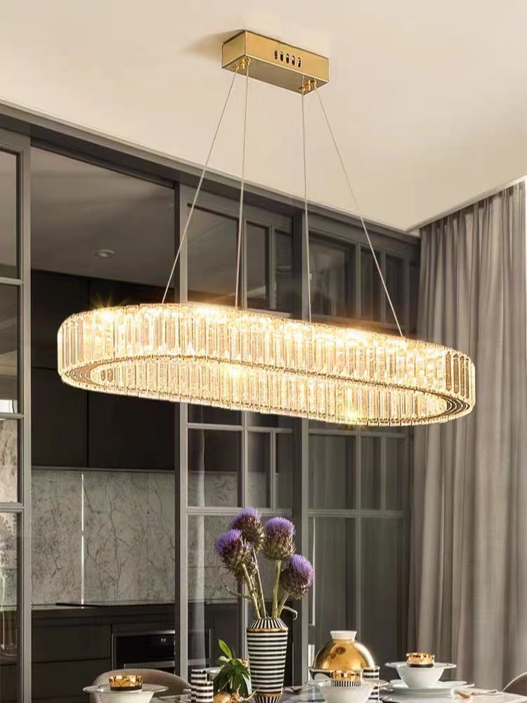 Lampa LED Sufitowa Glamour Crystal Złota 80cm owalna 80W kryształ