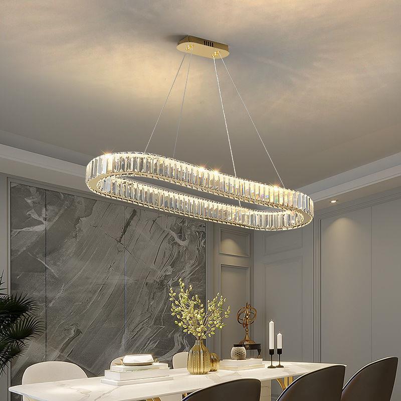 Lampa LED Sufitowa Glamour Crystal Złota 80cm owalna 80W kryształ