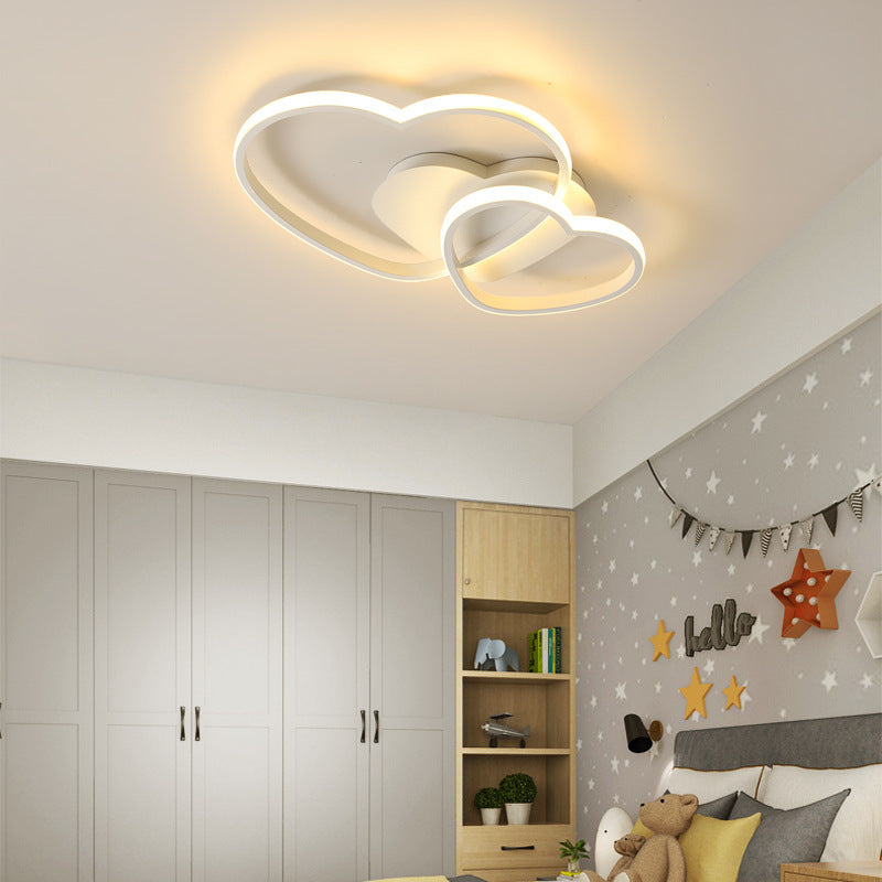 Biała Lampa Sufitowa LED w Kształcie Serca Oliwka 48W z Pilotem - Pokój Dziecięcy