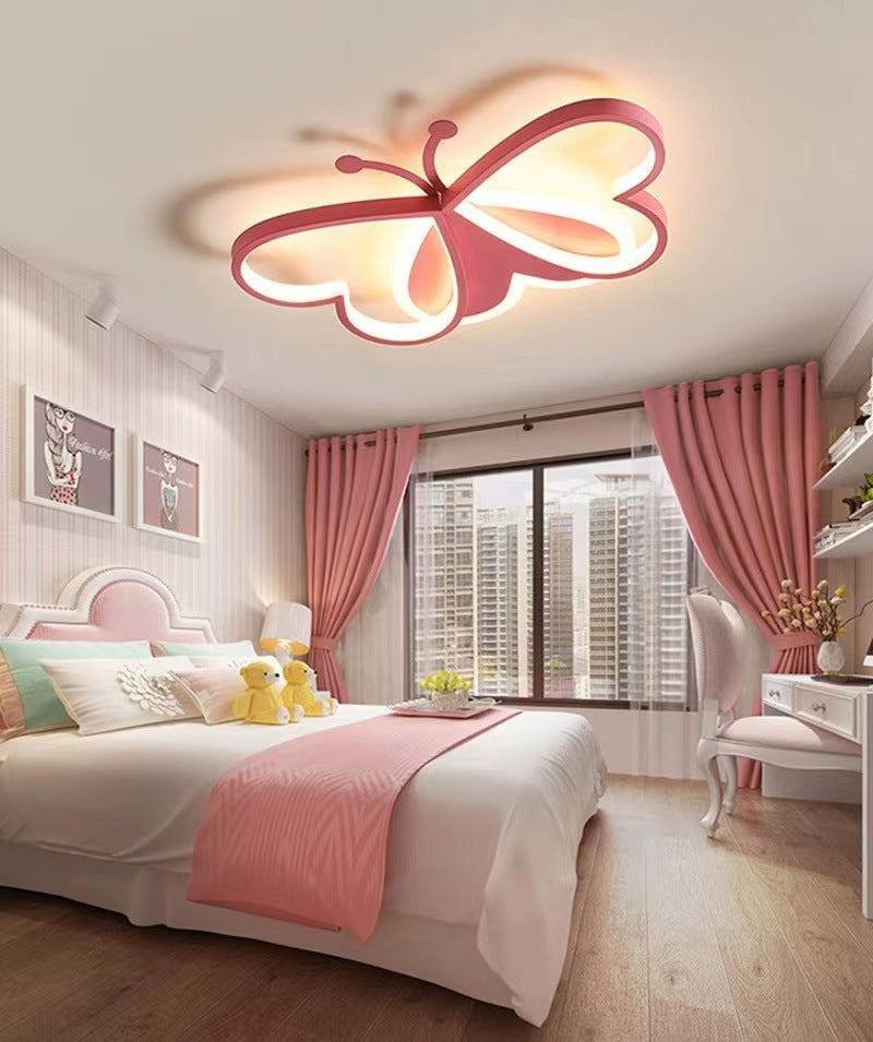 Różowa Lampa Sufitowa LED w Kształcie Motyla Oliwka 40W - Pokój Dziecięcy
