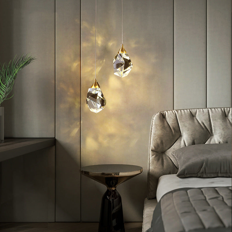 Lampa LED Wisząca Sufitowa Glamour kropla Złota|10|10|130|5W|kryształ|