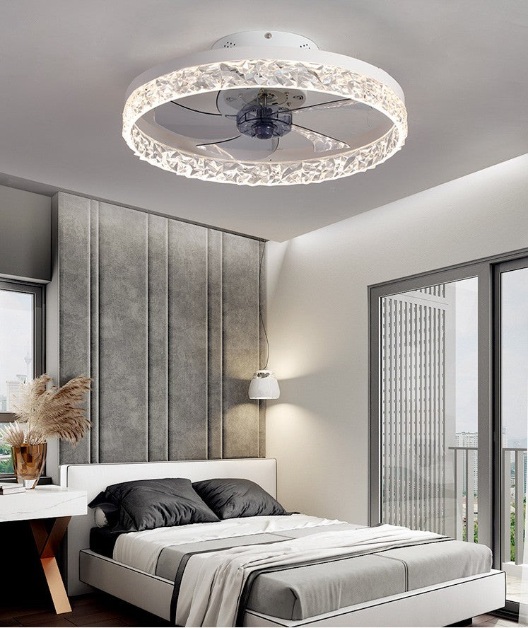 Plafon sufitowy LED z wiatrakiem biały +pilot, aplikacja TRYB ZIMOWY