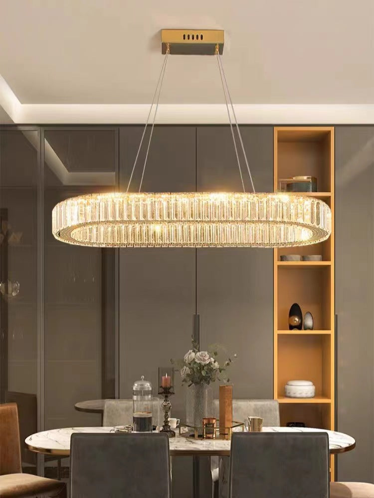 Lampa LED Sufitowa Glamour Crystal Złota 80cm owalna 80W kryształ