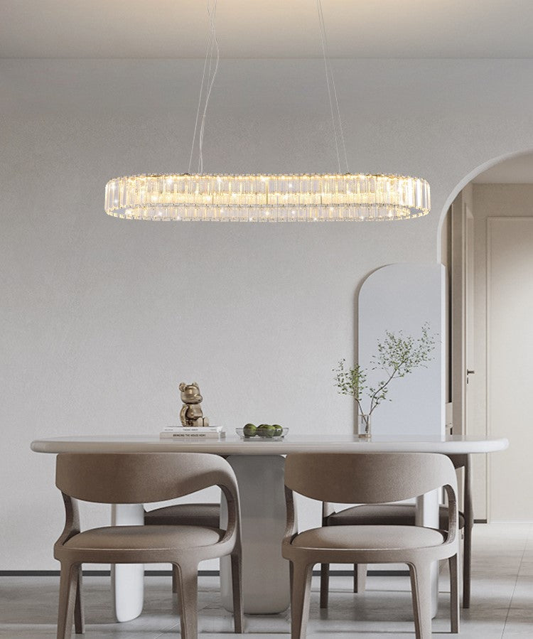 Lampa LED Sufitowa Glamour Crystal Złota 80cm owalna 80W kryształ