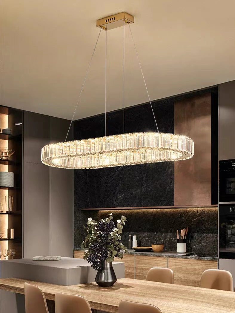 Lampa LED Sufitowa Glamour Crystal Złota 80cm owalna 80W kryształ