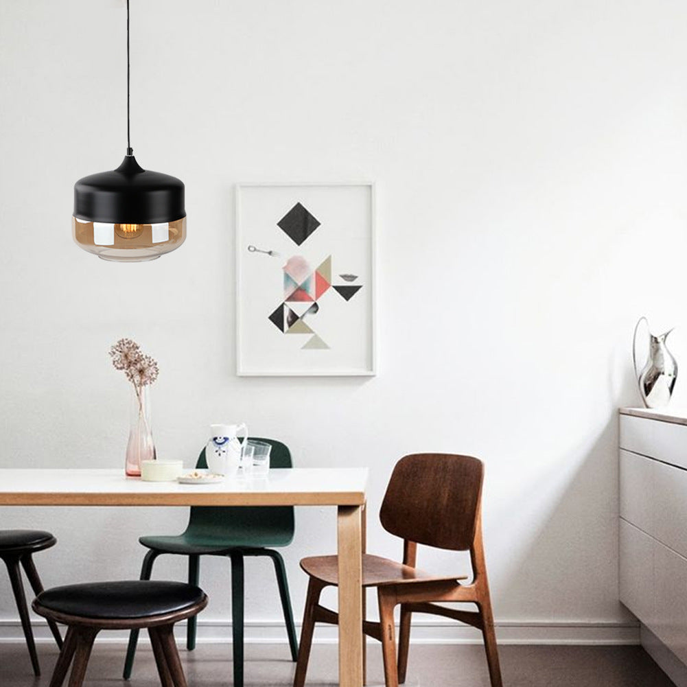 Lampa Sufitowa Industrialna Retro Glassey|E27| Czarna|Klasyczna|25cm