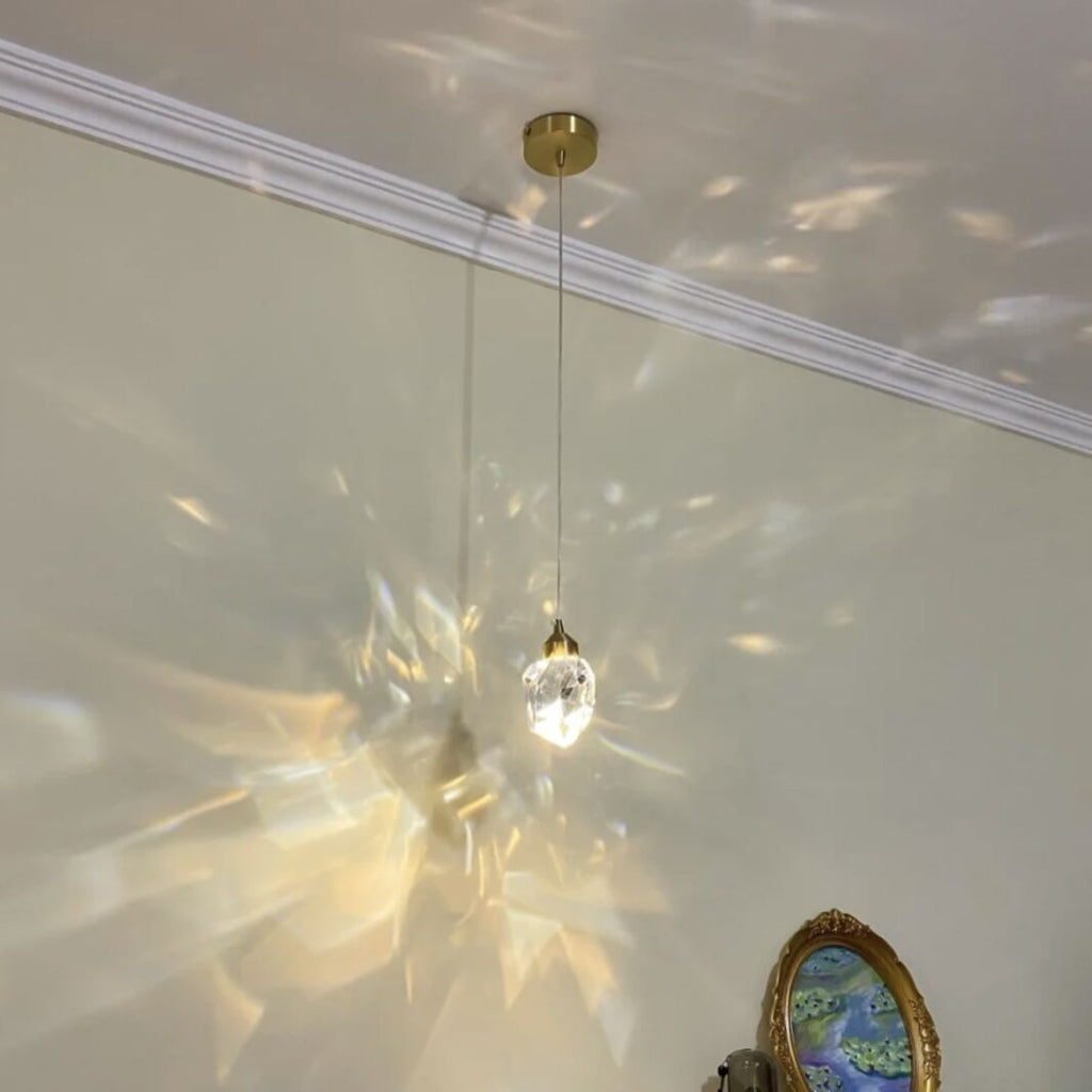 Lampa LED Wisząca Sufitowa Glamour kropla Złota|10|10|130|5W|kryształ|