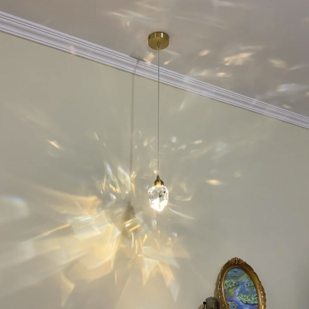 Lampa LED Wisząca Sufitowa Glamour kropla Złota|10|10|130|5W|kryształ|