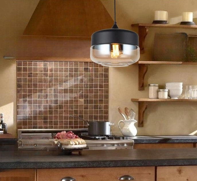 Lampa Sufitowa Industrialna Retro Glassey|E27| Czarna|Klasyczna|25cm