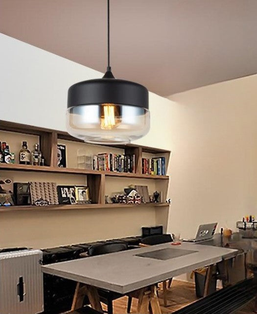 Lampa Sufitowa Industrialna Retro Glassey|E27| Czarna|Klasyczna|25cm