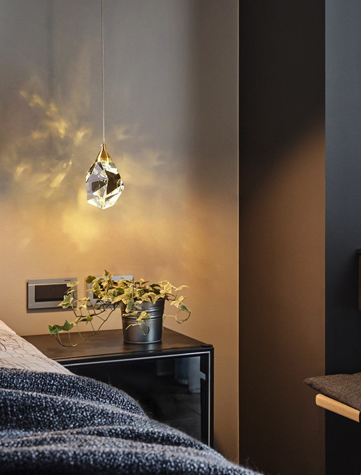 Lampa LED Wisząca Sufitowa Glamour kropla Złota|10|10|130|5W|kryształ|