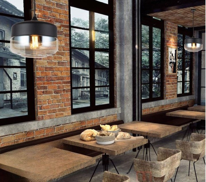 Lampa Sufitowa Industrialna Retro Glassey|E27| Czarna|Klasyczna|25cm