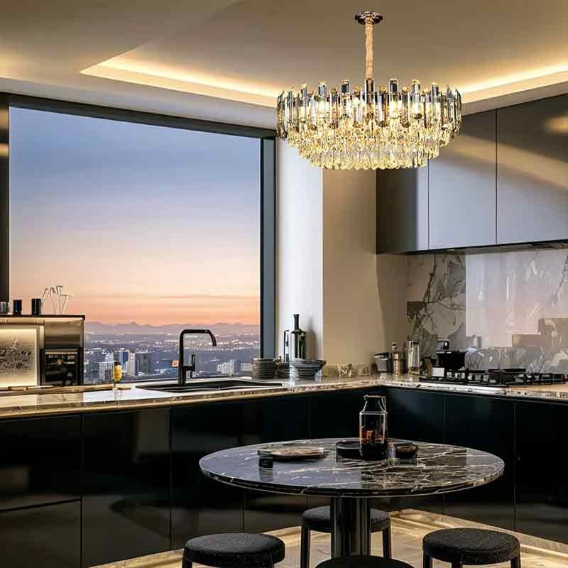 Nowoczesny Żyrandol Sufitowy Kryształ Podwójny Blask salon sypialnia