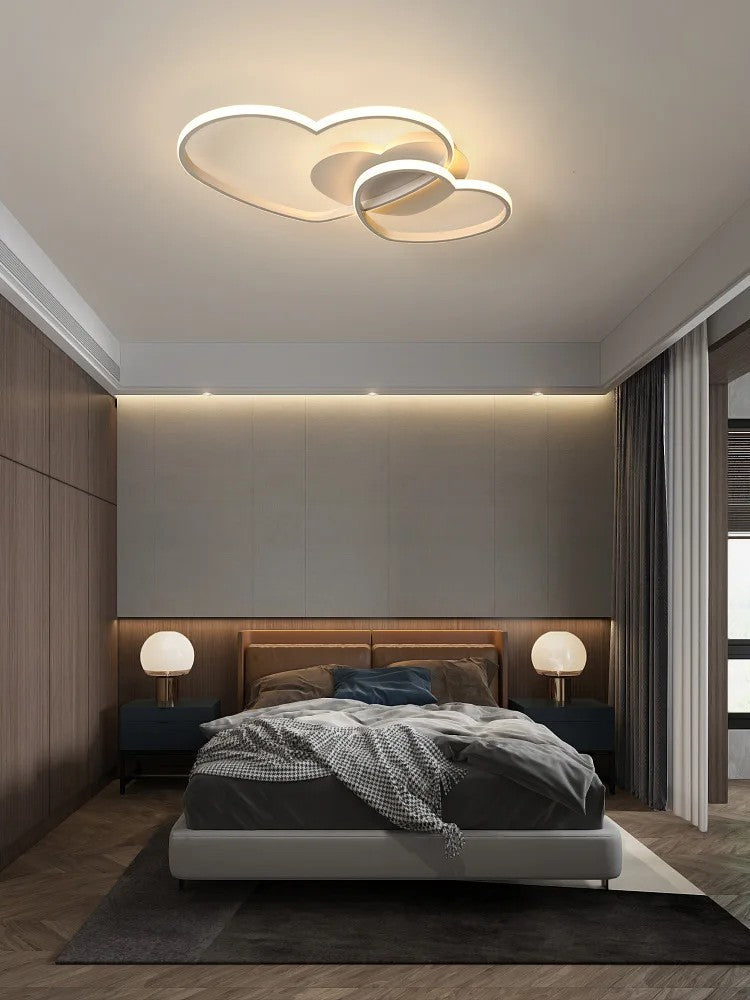 Biała Lampa Sufitowa LED w Kształcie Serca Oliwka 48W z Pilotem - Pokój Dziecięcy