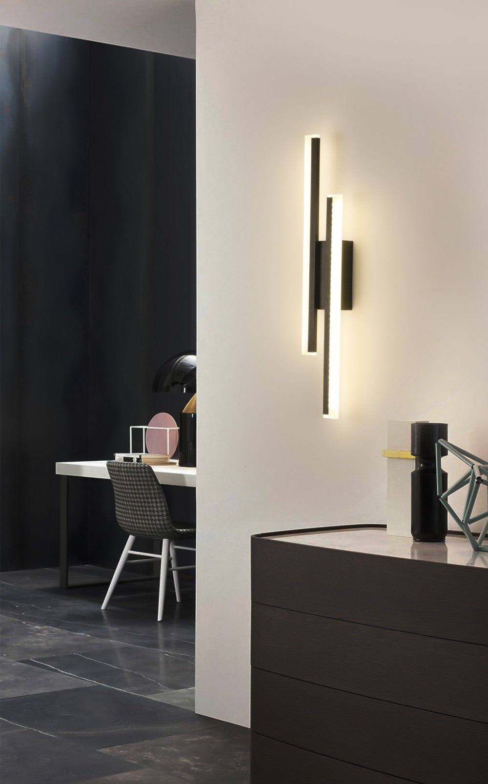 LAMPA LED ŚCIENNA KINKIET CZARNY naturalny 50CM 16W BARWA BIAŁA NEUTRALNA