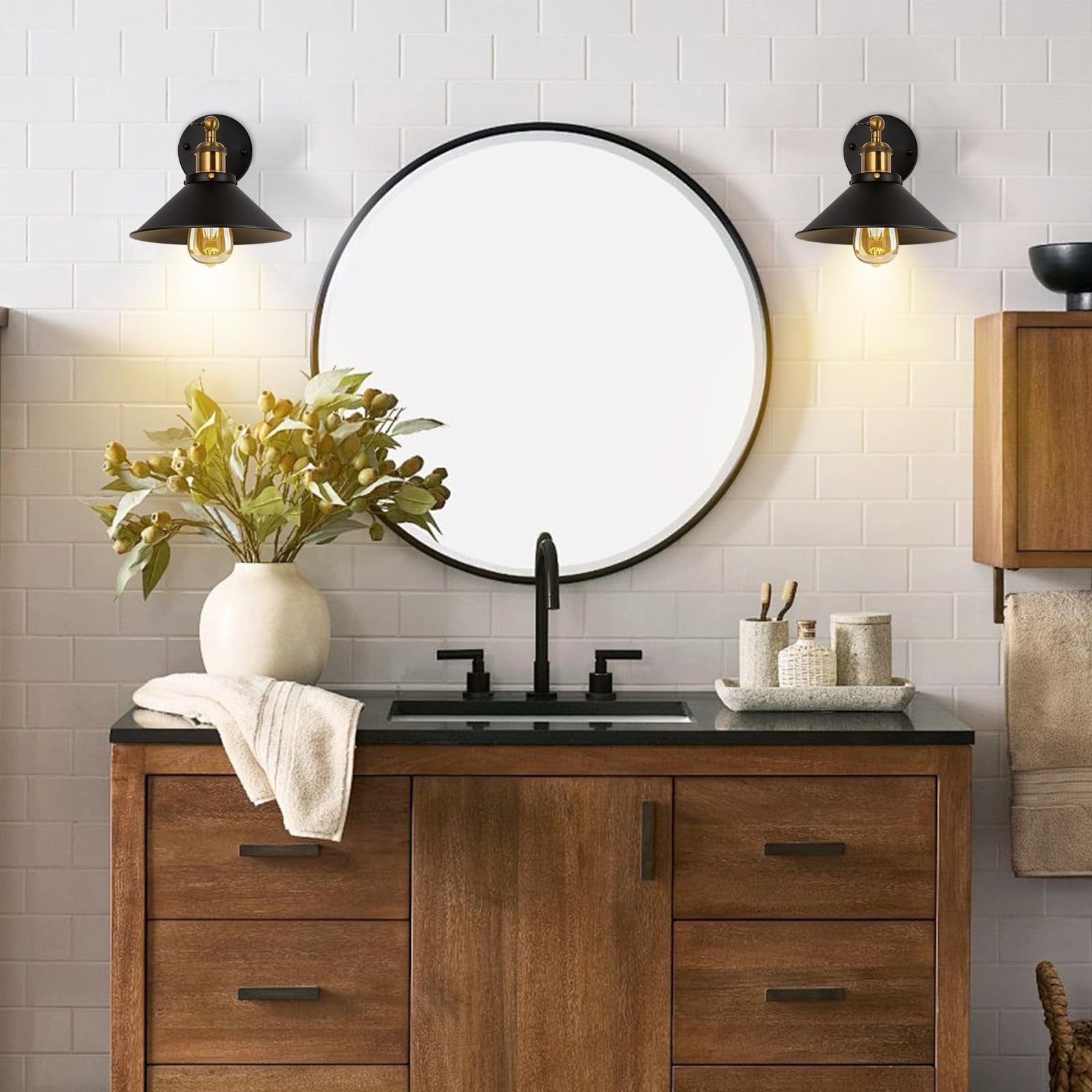 Kinkiety Ścienne Czarne Industrialne Retro Lupi E27 - Zestaw 2 szt. z Regulowanym Ramieniem