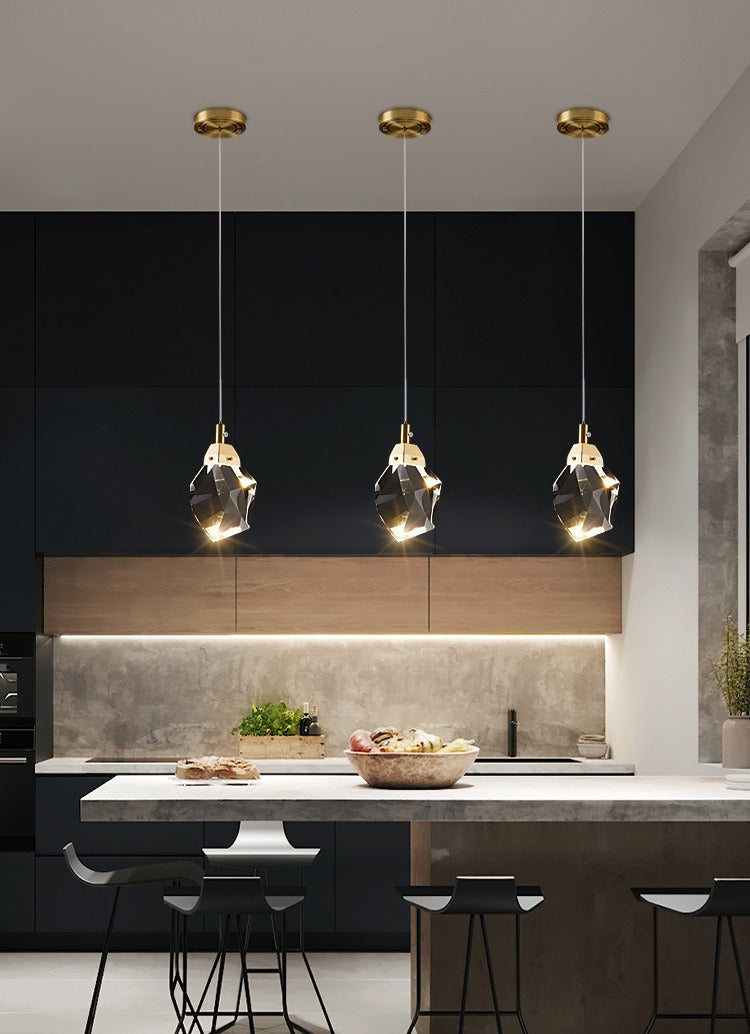 Lampa LED Wisząca Sufitowa Glamour kropla Złota|10|10|130|5W|kryształ|