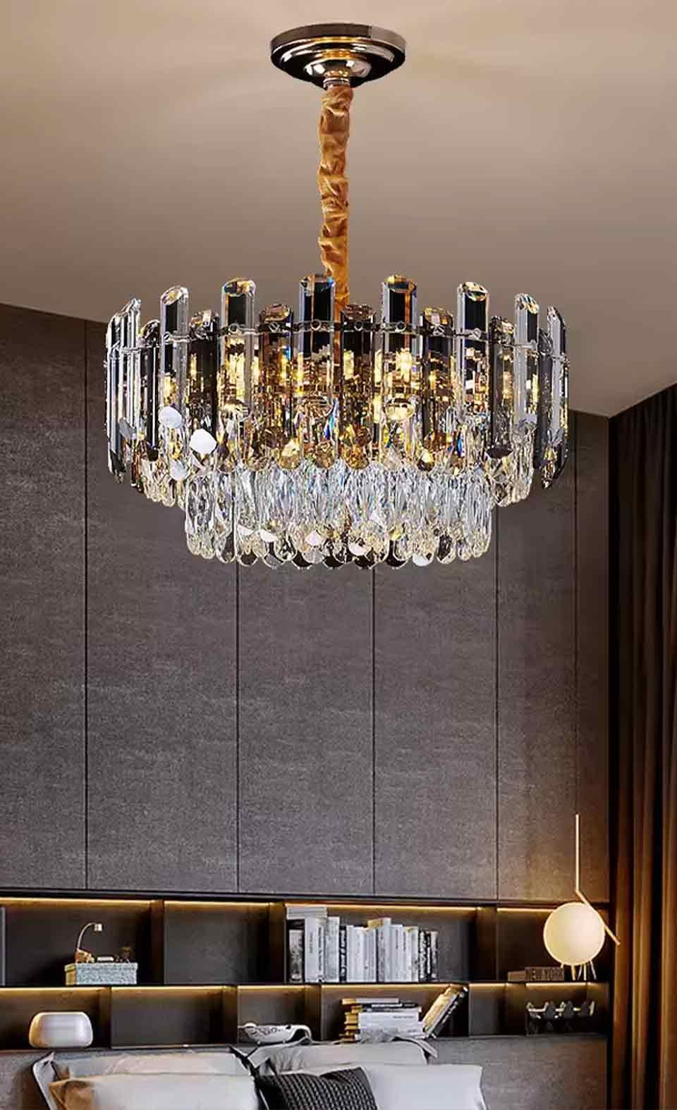 Nowoczesny Żyrandol Sufitowy Kryształ Podwójny Blask salon sypialnia