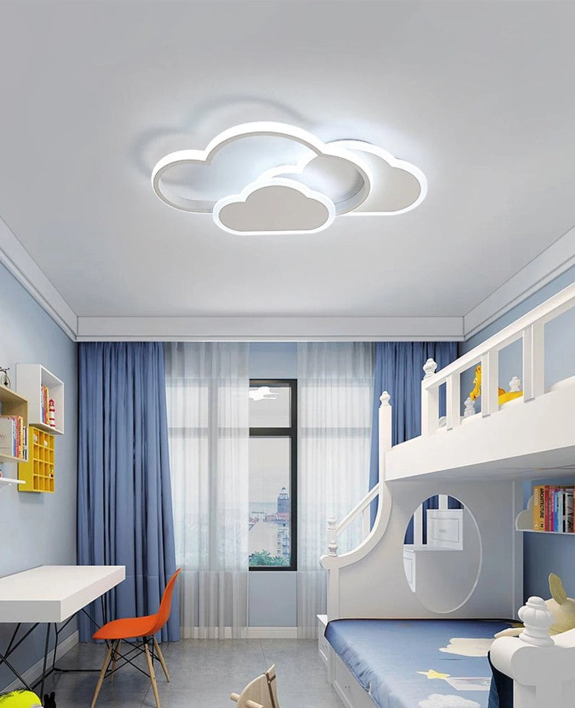 Biała Lampa Sufitowa LED w Kształcie Chmurki Oliwka 32W z Pilotem - Pokój Dziecięcy