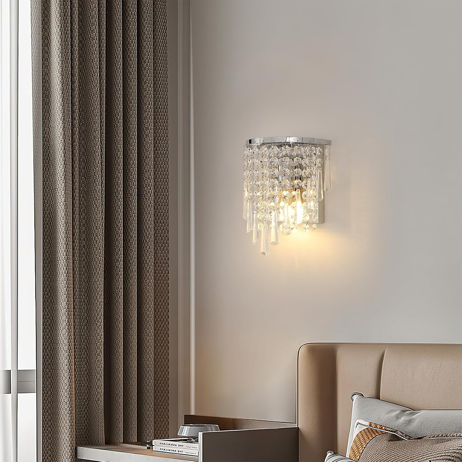 Nowoczesny kinkiet ścienny Kryształ chrom Żarówki E14