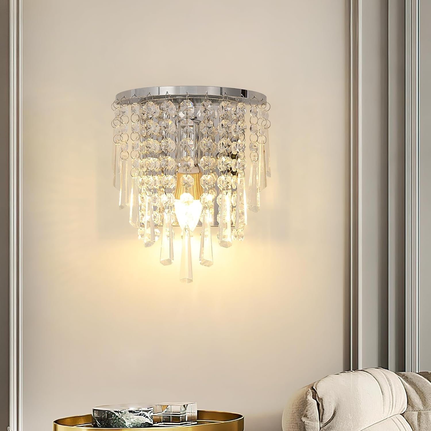 Nowoczesny kinkiet ścienny Kryształ chrom Żarówki E14