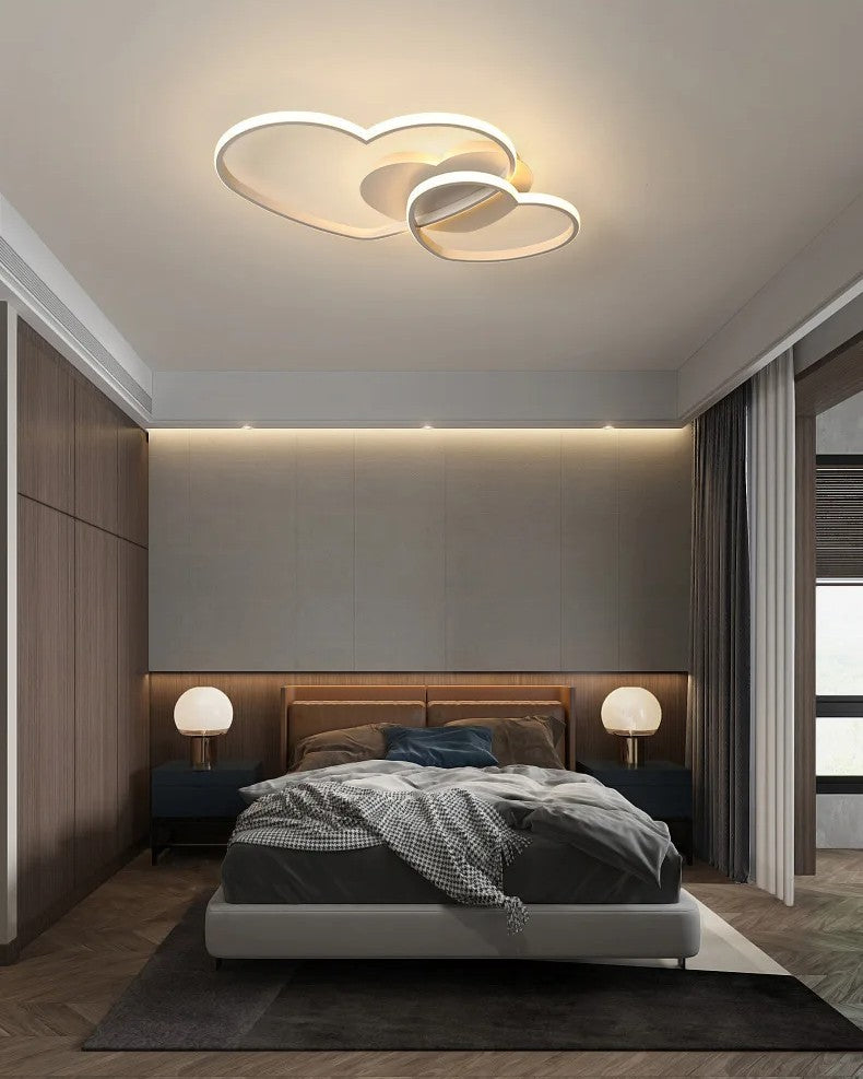 Biała Lampa Sufitowa LED w Kształcie Serca Oliwka 48W z Pilotem - Pokój Dziecięcy