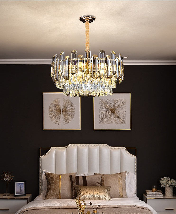 Nowoczesny Żyrandol Sufitowy Kryształ Podwójny Blask salon sypialnia