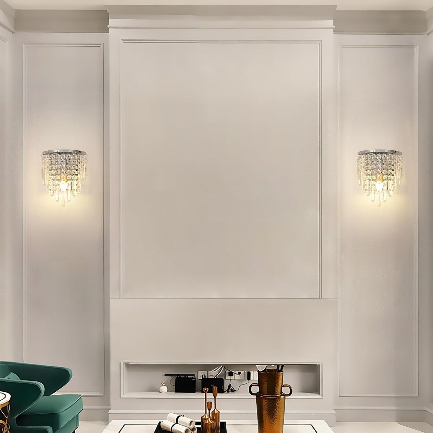 Nowoczesny kinkiet ścienny Kryształ chrom Żarówki E14