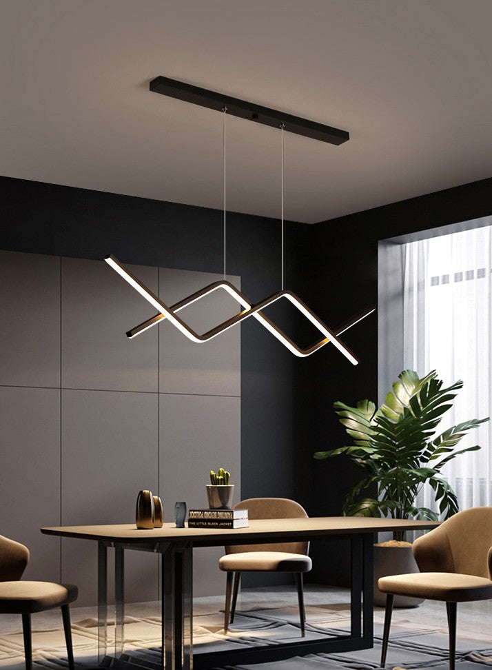 Wisząca Lampa LED Sufitowa Czarna Aga |wyspa|pilot|Nowoczesna|3 barwy|